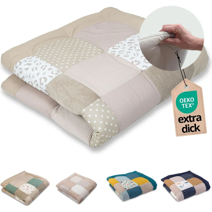 ULLENBOOM Krabbeldecke für Baby 120x120 cm, 100% Oeko-TEX Materialien, Made in EU, Dick & weich gepolstert, Leo - ideal als Babydecke & Spieldecke Baby