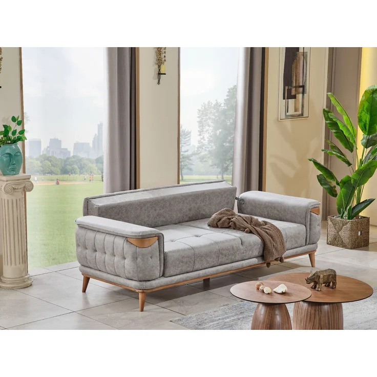 Sitzgruppe/Sofa Set - Wohnzimmergarnitur "Liliandra" 3+3+1-Hellgrau – Bild 6