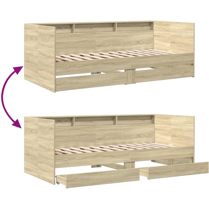 vidaXL Tagesbett mit Schubladen mit Regal Sonoma-Eiche Holzwerkstoff 3429638 – Bild 8
