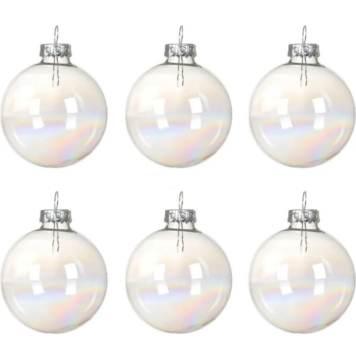 Kaemingk Weihnachtsbaumkugel, Weihnachtskugeln Glas 8cm 6 Stück - Klar irisierend – Bild 1