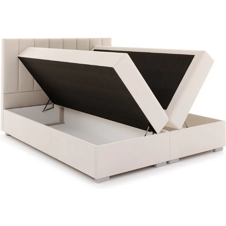 FDM Boxspringbett HEBRON, Polsterbett mit Federkernmatratze, 720 Liter Stauraum, großes gepolstertes Kopfteil, verfügbar in 140x200, 160x200, 180x200cm