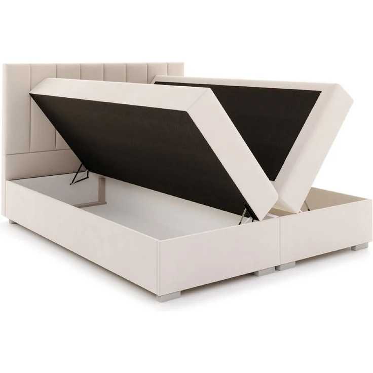 FDM Boxspringbett HEBRON, Polsterbett mit Federkernmatratze, 720 Liter Stauraum, großes gepolstertes Kopfteil, verfügbar in 140x200, 160x200, 180x200cm