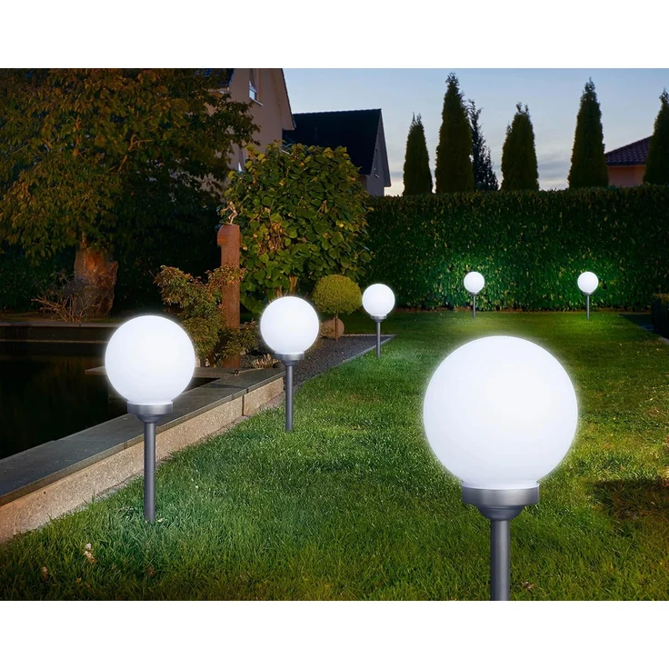kamelshopping LED Solarleuchte Solar Kugelleuchte / Gartenkugel für Aussen mit LED Beleuchtung, LED fest integriert, Warmweiß, inkl. austauschbarem 600 mAh Akku – Bild 7