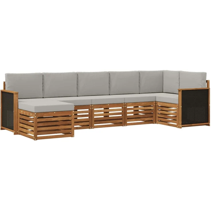 vidaXL Outdoor-Sofagarnitur 7 stk. 6-Sitzer Natur und Hellgrau 3384612 – Bild 2