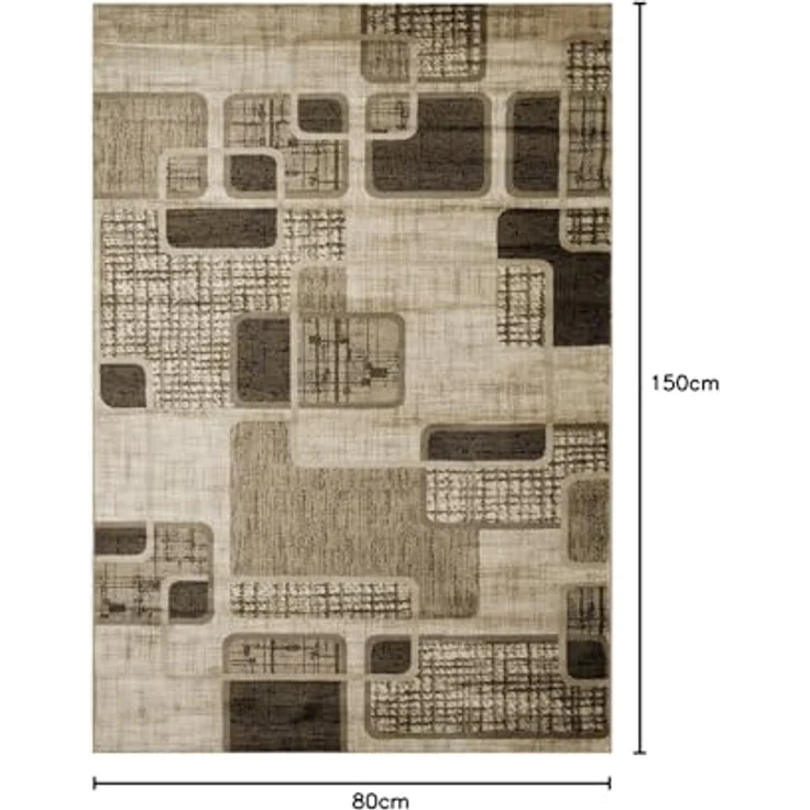 Vimoda Designteppich Kurzflor Modern braun beige, Rechteckig, Höhe: 8 mm, Läufer Kariert Retro, meliert – Bild 2