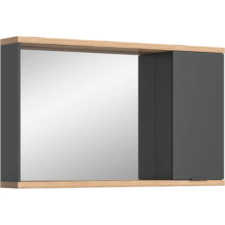 Spiegelschrank (B/H/T: 130x76x20 cm) in anthrazit grau Nachbildung