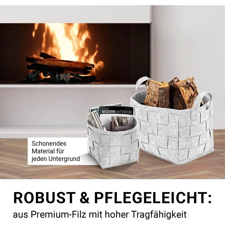 N8WERK Aufbewahrungskorb Filz 24cm hellgrau – Bild 3
