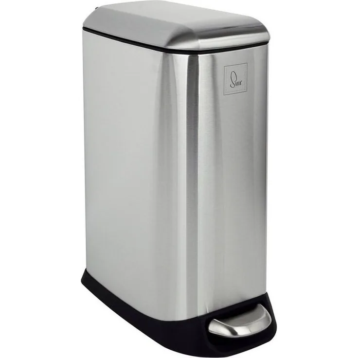SVITA Mülleimer TS12, Treteimer, 12L, Softclose-Funktion, Edelstahl, Silber