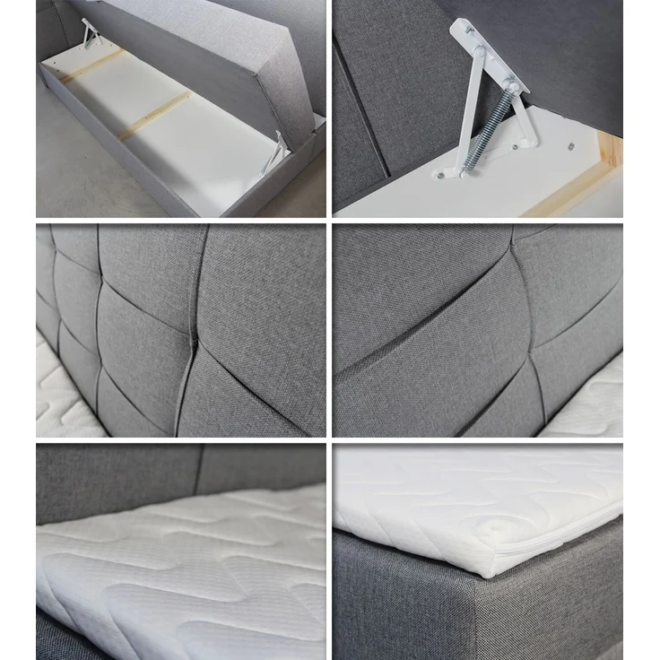 Boxspringbett Best mit 2 Bettkästen, Doppelbett mit Bonell-Matratze und Topper, Polsterbett, Bett (Beige (Inari 22), 160 x 200 cm) – Bild 3