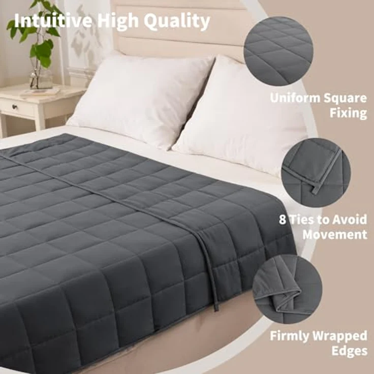 Good Nite Gewichtsdecke 125x150 cm 4kg Entspannungsdecke Erwachsene Zur Verbesserung des Schlaf Weighted Blanket Graue – Bild 3