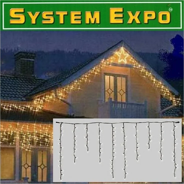 System Expo Eisregen-Lichterkette 2x1m 100 Leuchtmittel warmweiß, IP44 – Bild 1