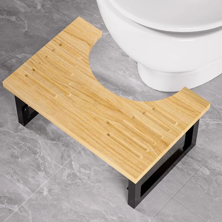 Yorbay Badhocker Bambus Toilettenhocker mit Klappfunktion, 3-Stufen Höheneinstellung, Rutschfeste Oberfläche – Bild 9