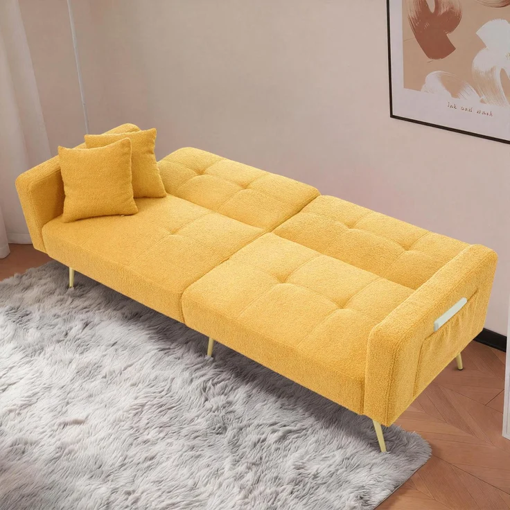 2-Sitzer Schlafsofa B 175 x T 64 x H 72 cm aus Lammwollstoff mit Schlaffunktion – Bild 2