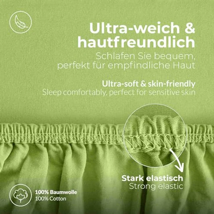 etérea Comfort Jersey Spannbettlaken Jade 140x200 cm - 160x200 cm – Bild 5