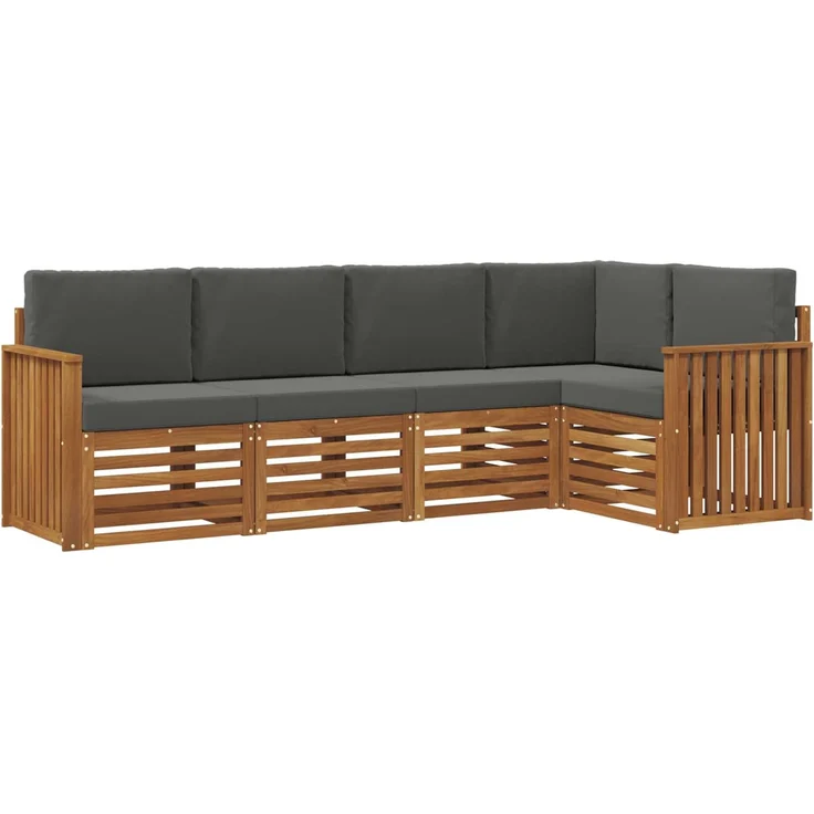 vidaXL Outdoor-Sofagarnitur 5 stk. 5-Sitzer Natur und Anthrazit 3374807 – Bild 2