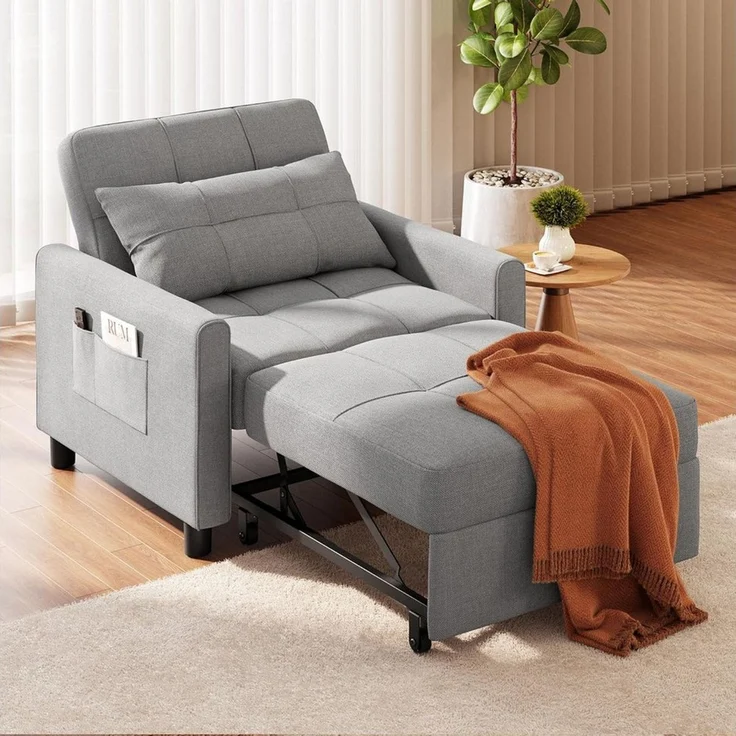 Blishom Relaxsessel 3-in-1 Schlafsessel Schlafsofa Klappbett Relaxsessel 78x86x84 cm, multifunktionaler Sessel zum Ausziehen als Gästebett – Bild 1