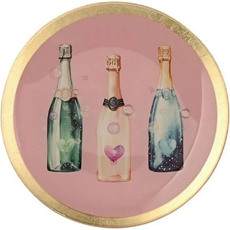 Giftcompany Servierschale Glasteller Love Plates Champagner Flaschen (13cm)