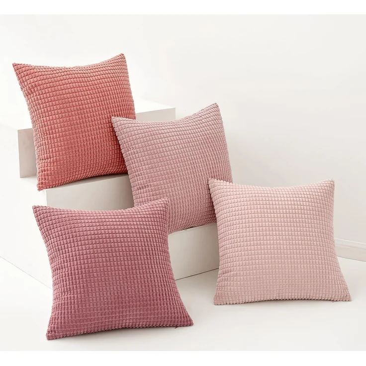 MIULEE 4er Set Kissenbezug Dekorative Kordsamt Sofakissen 40x40cm Rosa – Bild 5