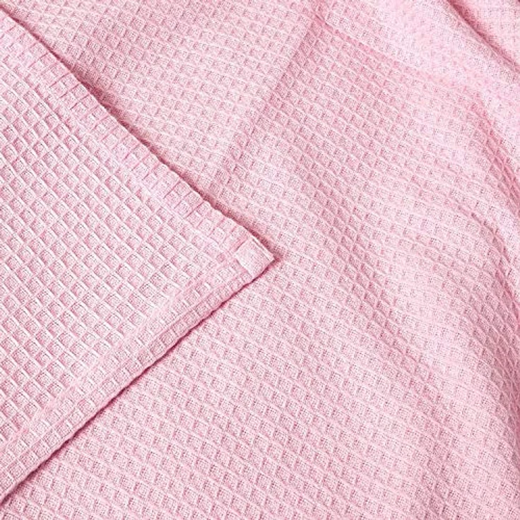 Homescapes Plaid 100% Bio-Baumwolle Waffeldecke rosa, 230 x 230 cm mit Waffelstruktur – Bild 5