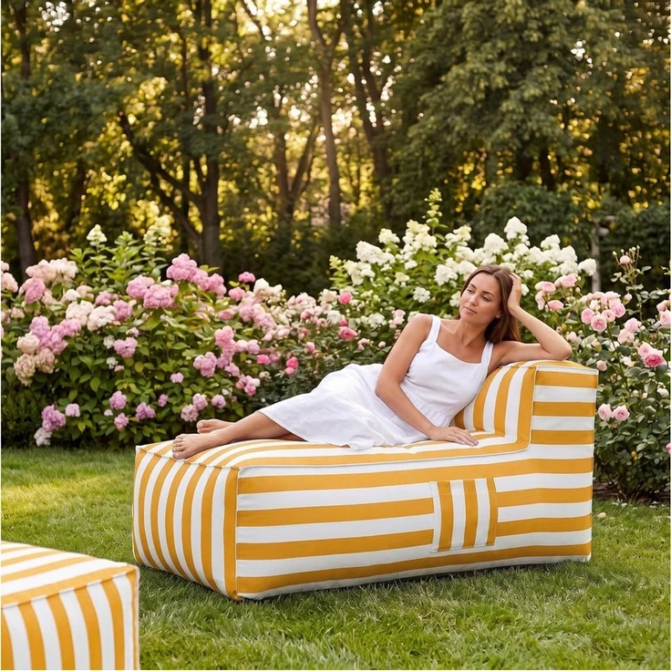 Muffo Sitzsack SOFT Outdoor Ottomane mit Rückenlehne für Garten & Terrasse (Ottomane), wasserabweisend, wetterbeständig, UV-beständig, Outdoor-geeignet – Bild 2