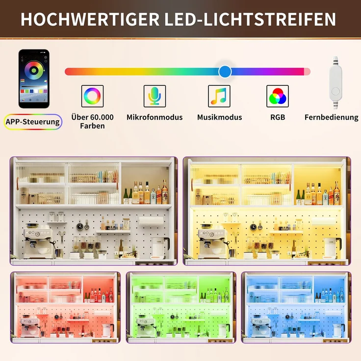 MODFU Hochschrank Esszimmerschrank mit Schublade (Aufbewahrungsschrank mit Lochwand, 1-St, 145×39×171cm) – Bild 9