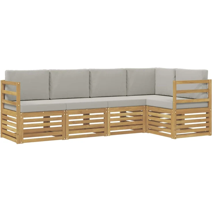 vidaXL Outdoor-Sofagarnitur 5 stk. 5-Sitzer Weiß und Hellgrau 3391816 – Bild 2