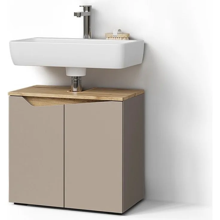 Livinity® Waschbeckenunterschrank Timavo, Greige/Artisan-Eiche, 60 x 57.5 cm mit 2 Türen (1-St)