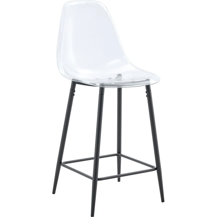 Transparentes Barhocker-Set, 2er Pack, mit Metallgestell in Silber/Gold/Schwarz, Moderne Design-Stühle für Küche, Bar oder Esszimmer (Nur Stühle, ohne Tisch)--Schwarz--102x45x51cm--YOUDENOVA – Bild 2