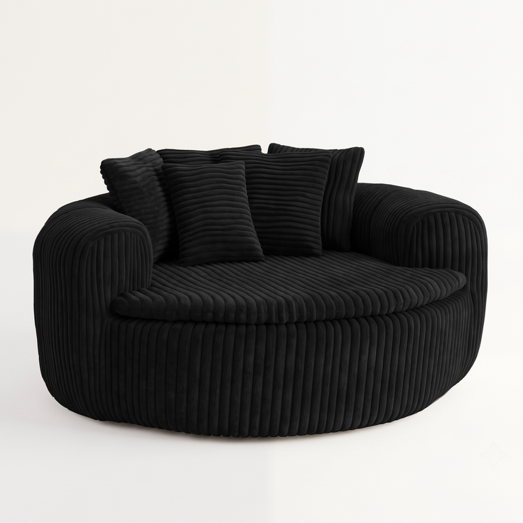 Abrihome Sitzsack mit Armlehnen und Rückenkissen, Schwarz, 145x133x59 cm – Bild 2