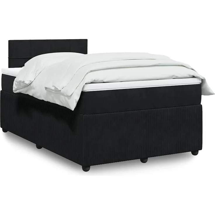 vidaXL Boxspringbett mit Matratze Schwarz 120x190 cm Samt 3287688 – Bild 1