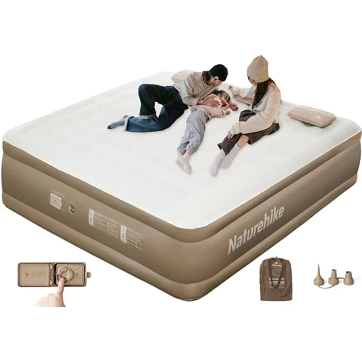 Naturehike Luftmatratze 3 Personen Selbstaufblasend mit Akkupumpe - Aufblasbares Gästebett 200 x 180 x 45 cm für Camping & Zuhause, Leicht, Bequem und Schnell aufblasbar – Bild 2