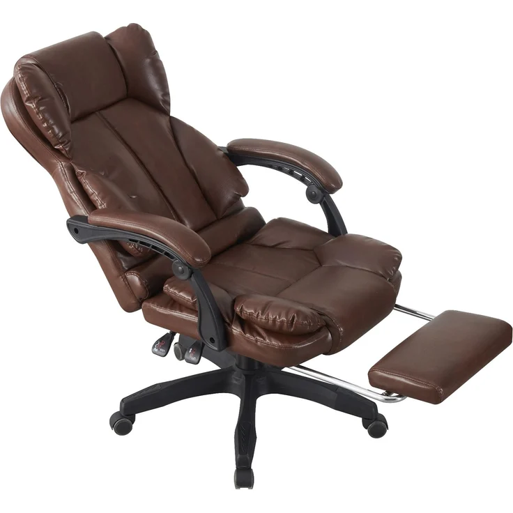 Schreibtischstuhl Bürostuhl Gamingstuhl Racing Chair Chefsessel mit Fußstütze Dunkelbraun – Bild 3