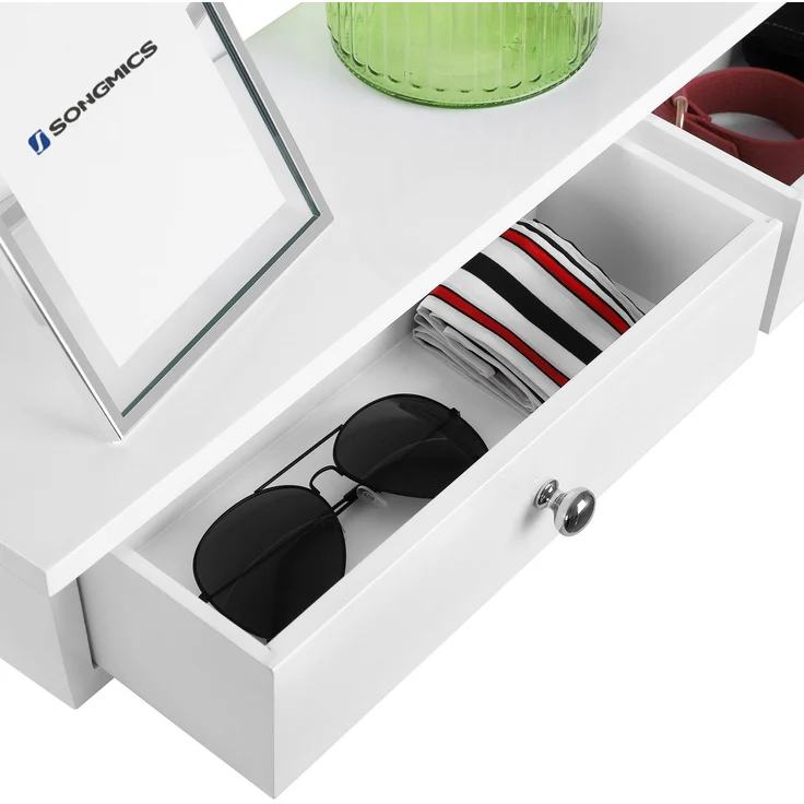 Wandregal mit 2 Schubladen Wandschublade Schweberegal aus MDF-Platte Wandschrank Weiß LWS65WT – Bild 8