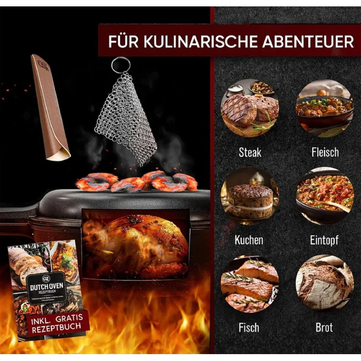 GUSSKÖNIG Dutch Oven 2in1 Pfannen Set 4,5L + Pflegepaste – Bild 8