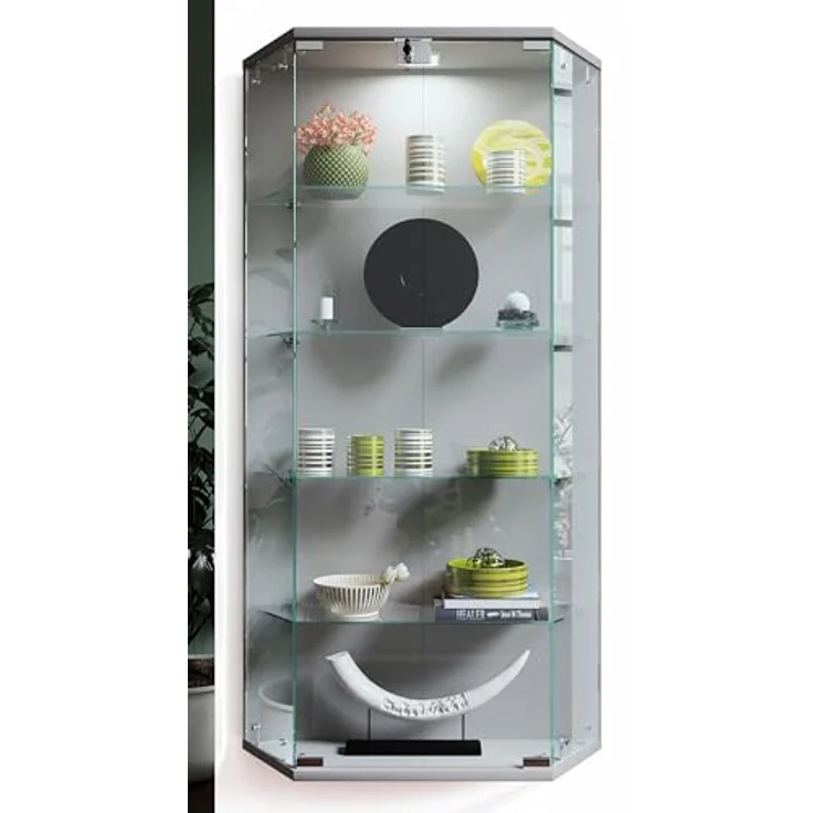 MID.YOU Vitrine Benila, Silber, Glas, hängend, 4 Fächer, 83x114x17 cm – Bild 2