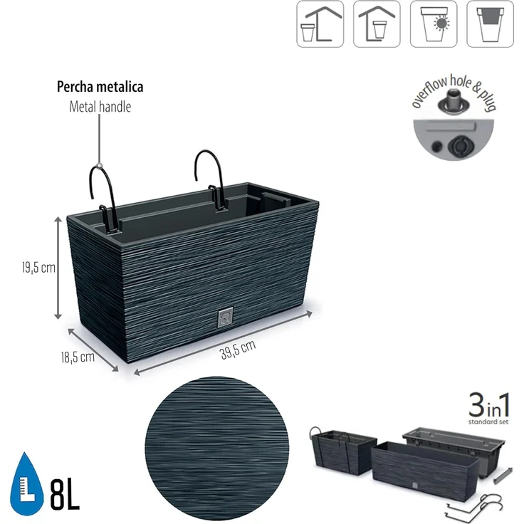 Prosperplast Balkonkasten, 2in1 Blumenkasten Furu Case ‎ – Bild 2