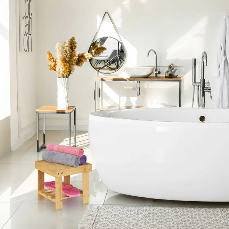 Relaxdays Kleine Fußbank aus Bambus – Bild 5