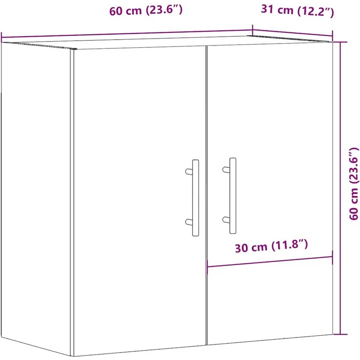 vidaXL Wandschrank Altholz-Optik 60x31x60 cm Holzwerkstoff 857300 – Bild 10
