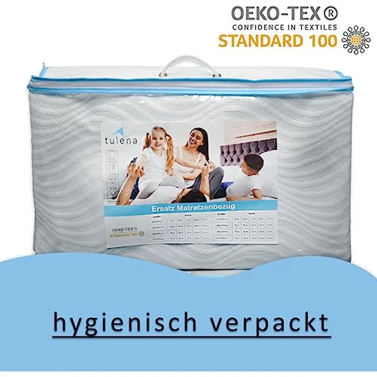 Matratzenersatzbezug Viscose mit Reißverschluss - Ersatz Bezug, TULENA, Größe 80x200, 20-22cm Hoch, Viskose Anthrazit, Öko-Tex zertifiziert – Bild 3