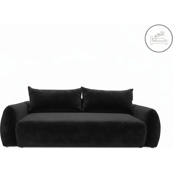 Wohnero24 - Höchste Qualität- Schlafsofa FIRELLO - 250x112 cm – Liegefläche 196x155 - Premium Velours - Schlaffunktion 196x155 cm – Schwarz – Bild 3