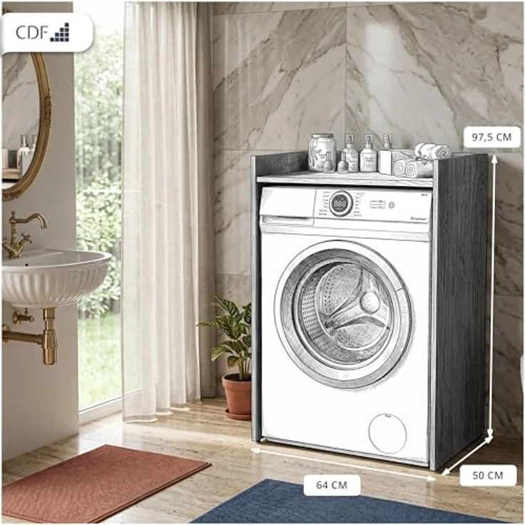TOPESHOP Waschmaschinenumbauschrank MAGWA für Waschmaschine / Wäschetrockner - Überbauschrank ideal für Ihr Badezimmer – Bild 6