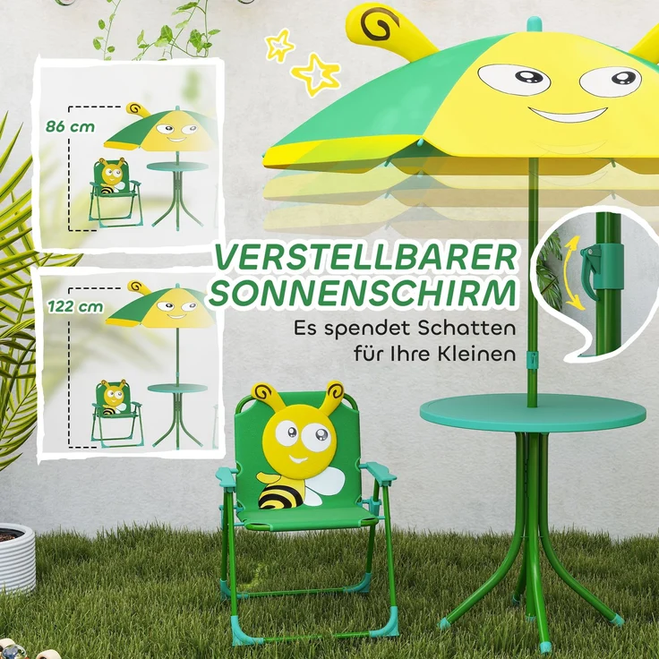 AIYAPLAY Garten-Kindersitzgruppe, Stahl, Polyester, Dunkelgrün, 49,5L x 49,5B x 50H cm – Bild 5