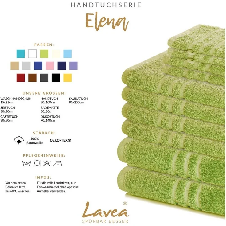 Lavea Badetuch Duschtuch 100x150 cm Elena Frottee Duschhandtuch, 100% Baumwolle, 500 g/m² Frottier, weich & saugstark, pflegeleicht – Bild 2