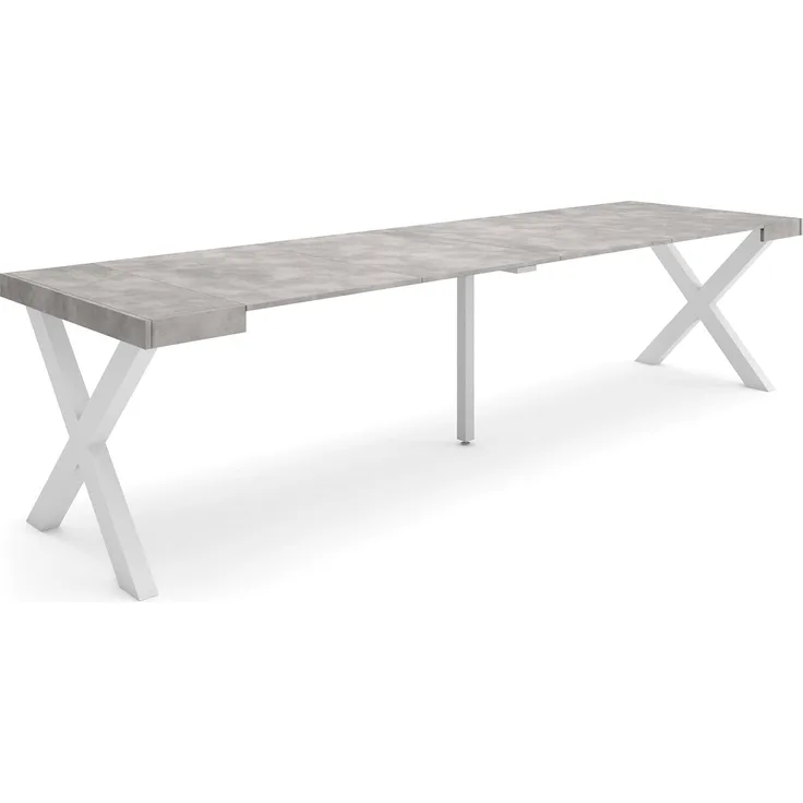 Skraut Home | Ausziehbarertisch | Multifunktionaler ausziehbarer | 300 | Für 14 Gäste | Massivholz Beine | Moderner Stil | Zement