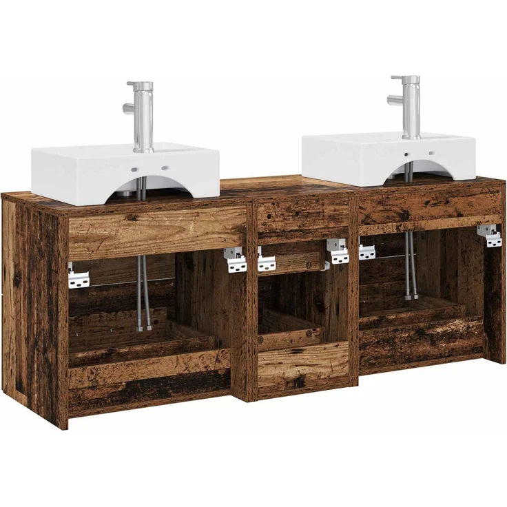 vidaXL Badezimmerschrank-Set 3 stk. Altholz 129 x 41 x 79,5 cm 3405849 – Bild 7