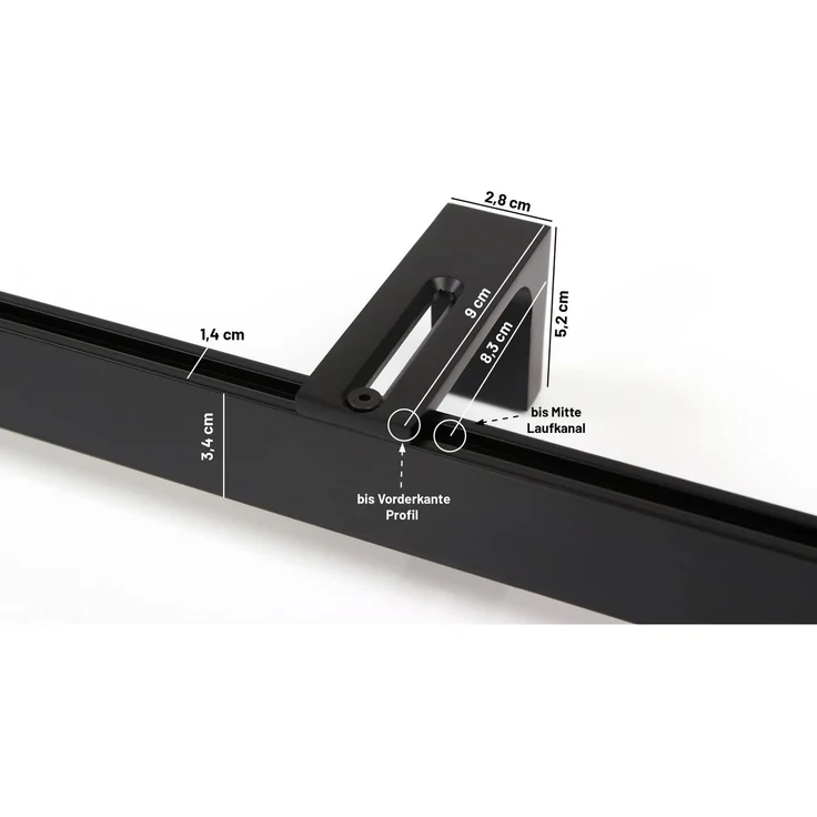 Deco-Raum® Gardinenschiene Innenlauf Loft | Befestigung: Deckenträger | Größe: 290cm | Material: Aluminium | Farbe: Schwarz – Bild 2