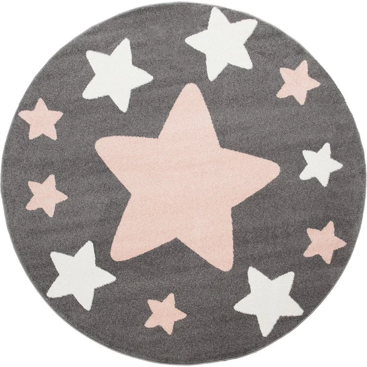 Paco Home Kinderteppich Capri 330, rund, Höhe: 11 mm, Kurzflor, Motiv Sterne, Pastell-Farben, Kinderzimmer – Bild 1