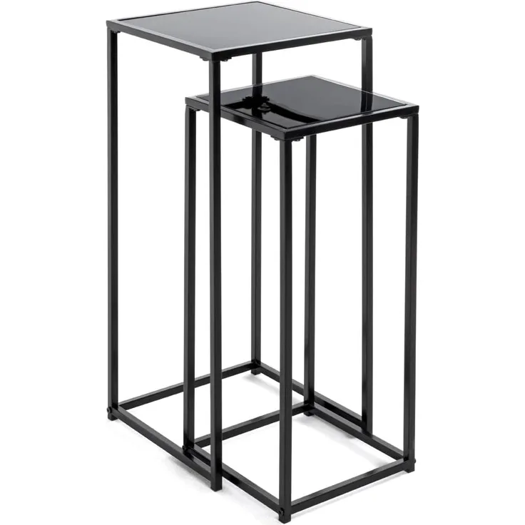 HAKU Möbel Blumensäule 2er Set - schwarzlackiert - H. 60/70cm x B. 25/30cm - HAKU-25558