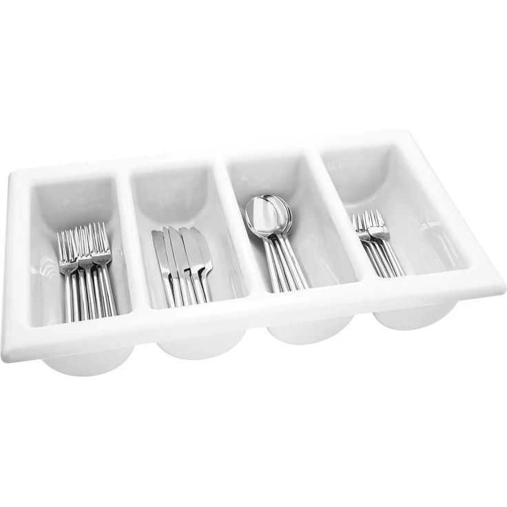 Besteckkasten Gastro, 4 Fächer, Kunststoff, Weiß – Bild 5