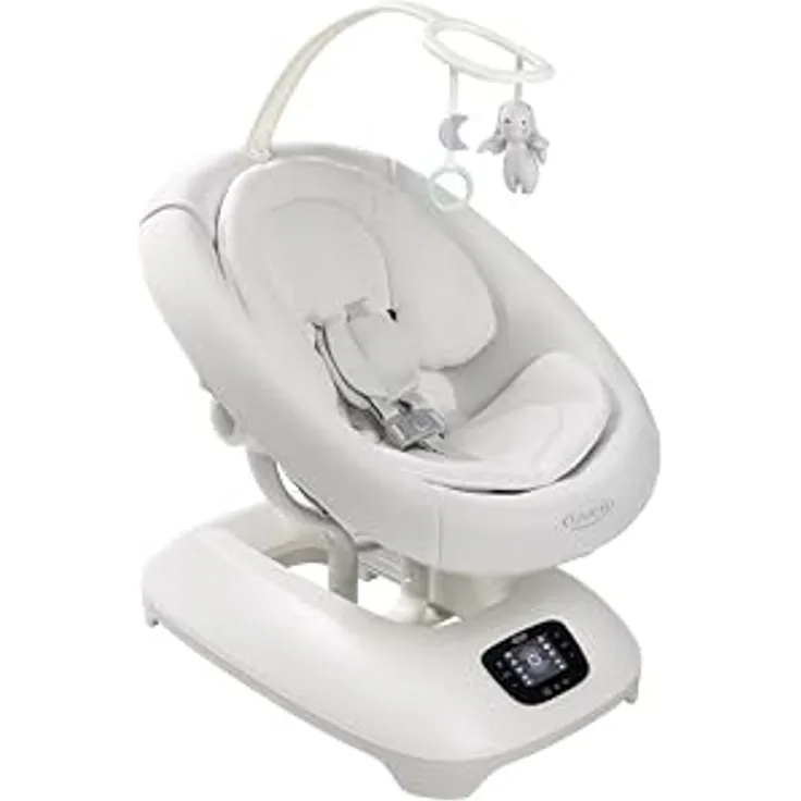 Graco Eluma™ Sway elektrische Babyschaukel mit Cry-Detection Technologie, erkennt Babyweinen und reagiert selbstständig, ab Geburt bis ca. 9 Monate (9 kg), 3-fach verstellbarer Sitz, weiß, Rori